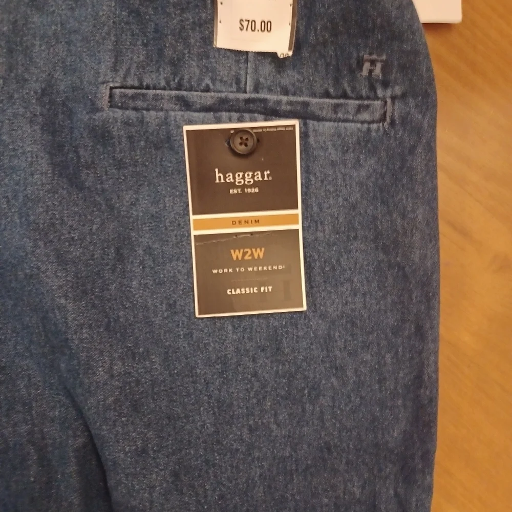 Haggar pleated jeans work to weekend 2 pair for one price mens size 50x30